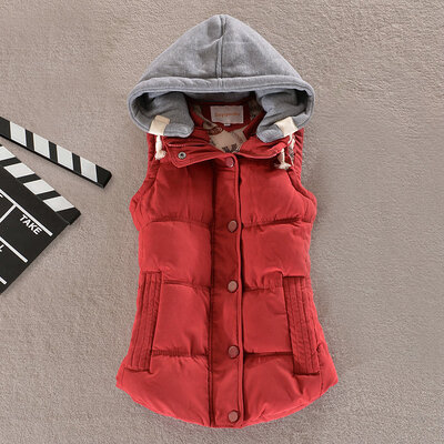 

New Spring Winter Solid Women Plus Size Slim Vest Women Parkas Cotton Jacket Sleeveless Hooded Casual Colete Jacket
