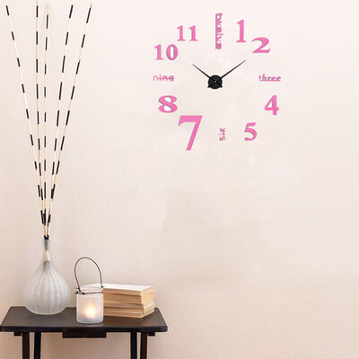 

3D настенные часы безрамные Современные зеркальные металлы Большие настенные наклейки Часы настенные часы Room Home Decorations