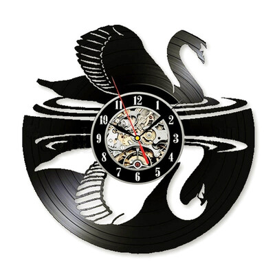 

Классический дизайн Декоративные виниловые настенные часы Swan Record Wall Art Decor Gift для малышей