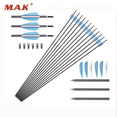 

12 PC MAK 30 inches Spine 1000 Carbon Arrows With OD 60mm for Archery Practice Hunting