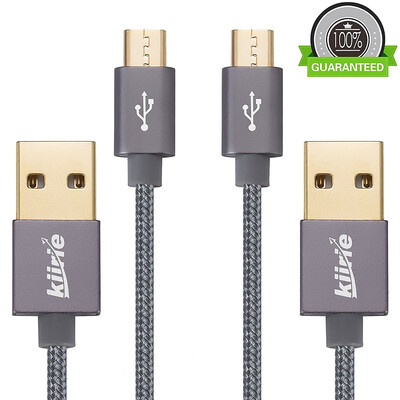 

Micro USB кабель, Kiirie Durable Charging Cables (2x3.3ft / 1M) с нейлоновым плетением и 6000+ Bend Lifespan для Android / Samsung / Windo