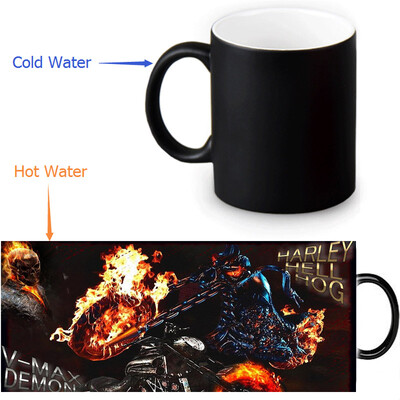 

GHOST RIDER 350ml12oz Heat Reveal Mug Color Change Coffee Cup Sensitive Morphing Mugs Magic Mug Milk Tea Cups