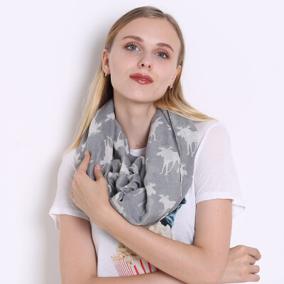 

Scarves For Women Voile Infinity Collar Ring Scarf Reindeer Elk Print Luxury Brand Scarves JeouLy Echarpes Foulards Femme