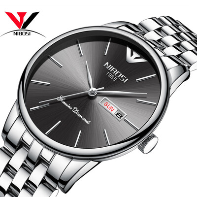 

Saat NIBOSI Business Ultra Thin Mens Watches 2018 Top Brand Luxury Quartz Stainless Steel Watches Men Fashion Calendar Date Week