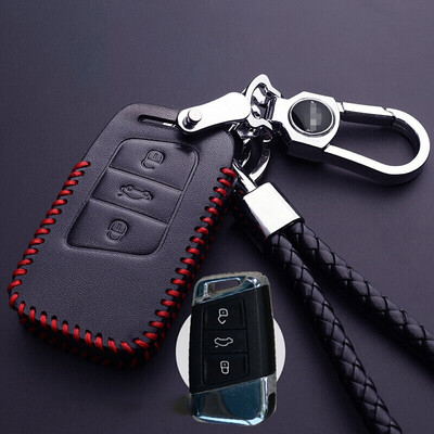 

Huashi public key package leather key bag buckle set car accessories B section folding three keys black black line