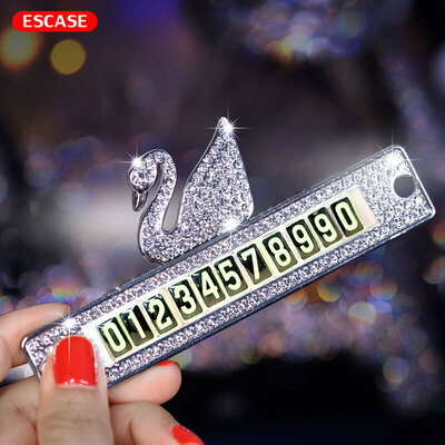 

ESCASE car temporary stop sign phone number car number card roadside temporary parking car supplies diamond swan ES-CS-02 silver