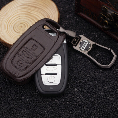 

Che Dapin Audi leather key case Audi A6L Q5 A5 A8L A4L key protective case sleeve buckle Audi A6 brown