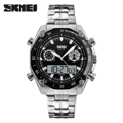 

Men Sport Watch Fashion Military Dual Time Zones Analog Digital Alarm Stopwatch Waterproof Wrist Watch