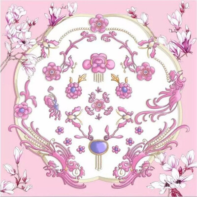 

Silk Shawl Scarf 100 authentic Brand New Gift Box Flower Print Women Auth Rare Big Square 88 88CM