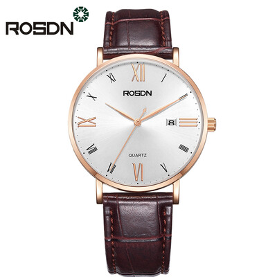 

ROSDN Brand Ultra thin Fashion Male Wrist watch Leather Watchband Business Watches Waterproof Scratch-resistant Men Watch Clock