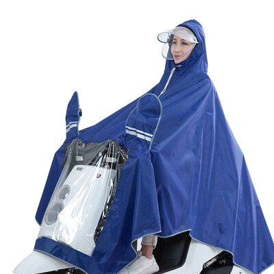 

Yuhang YUHANG outdoor riding adult electric battery motorcycle single raincoat men&women single poncho big hat with mask  blue