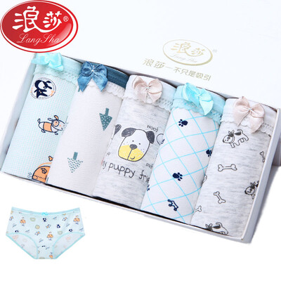

Langsha ladies underwear cotton cartoon cute young girl girl female middle waist triangle shorts student pants breathable seamless printing school garden wind 5 loaded 8107 mixed color