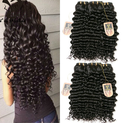 

YAVIDA Hair Brazilian Virgin Hair Deep Wave 3 Bundles Curly Virgin Hair Extensions 7A Unprocessed Brazilian Deep Wave hair