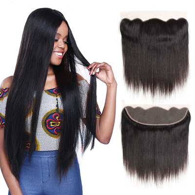 

Candace Brazilain Human Hair Straight 134 Lace Frontal Closure 130 Density 8"-20" Natural Black Ear To Ear Closure
