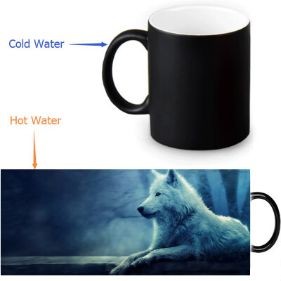 

Wolf 350ml12oz Heat Reveal Mug Color Change Coffee Cup Sensitive Morphing Mugs Magic Mug Milk Tea Cups