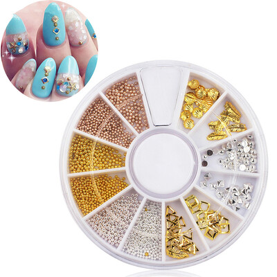 

1 Wheel Gold Triangle Bead 3D Nail Decoration Heart Leaf Rivet Manicure Studs for Nail Art Decorations