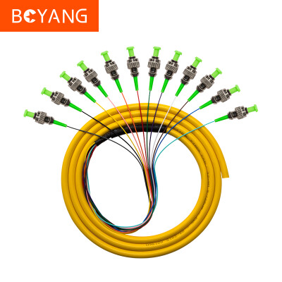 

BOYANG BY-ST12 Telecom-grade fiber optic jumper 15 meters 12 core ST bundle pigtail single mode ODF fiber frame terminal box wiring