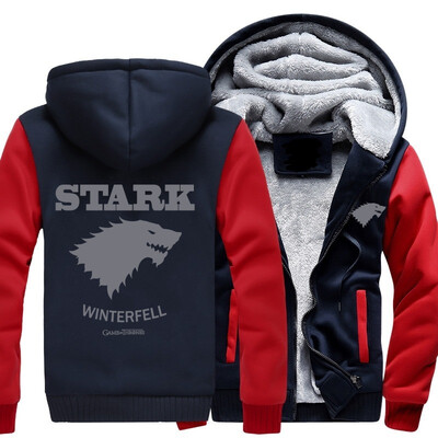 

2018 New USA size Wolf Game of Thrones Direwolf Ghost House of Stark Winter is Coming Jacket Sweatshirts Thicken Hoodie Zipper Coa
