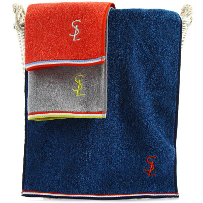 

Sanli cotton yarn-dyed AB yarn color side towel 3 strips 34×74cm soft absorbent face towel 100gbar grayredblue