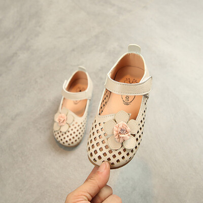 

Children Shoes Girls Sandals 2018 Summer Fashion Flower Hollow Out Kids Sandals Girls Princess Flat PU Leather Baby Shoes Pink