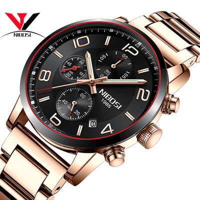 

NIBOSI Quartz Watch Men Sports Men Watch Fashion Top Brand Luxury Waterproof Watches Leather Steel Strap Male Clock Quartz Movemet
