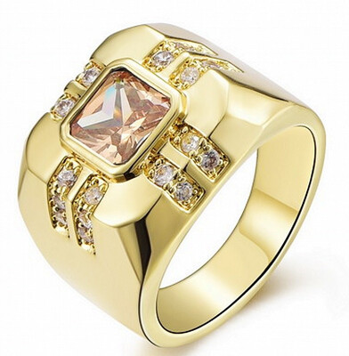

23CT Size 8 To 15 Jewelry Ruby Topaz Emerald Amethyst SapphireGarnet Zircon stones 10KT Mans Gold Plated Ring Wedding Gift