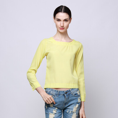

CANIS@Fashion Women Summer Chiffon Long Sleeves Blouse Casual Tank Tops T-Shirt-----Yellow