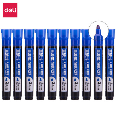

Deli deli 10 large-capacity direct liquid logistics oily marker blue S568
