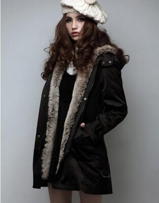 

Women warm long coat hoody overcoat faux fur Hooded winter Thicken quilted Parka