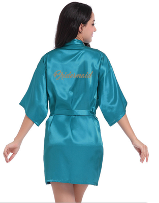 

Short Robe Bride Bridesmaid Silk Satin Kimono dressing Gown Sleepwear Bathrobe