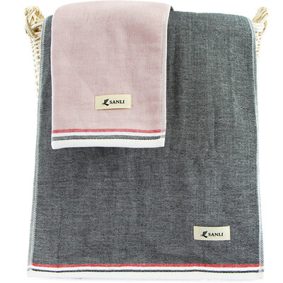 

Sanli cotton striped towel 2 strips A veil cloth B face loops 34×74cm soft absorbent wash towel 115g strip gray white