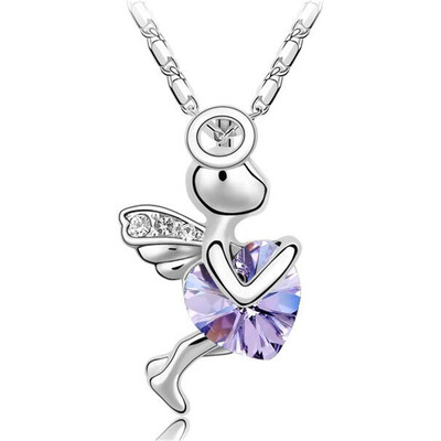

Heart Crystal from Austrian Angel Pendant Necklace For Women High Quality Fashion Jewelry Friendship Party Gift 2211