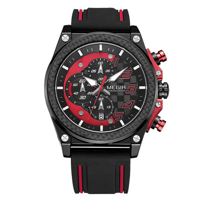 

MEGIR Quartz Men Sport Watch Big Dials Silicone Strap Army Military Watches Clock Men Chronograph Wristwatches Relogio Masculino