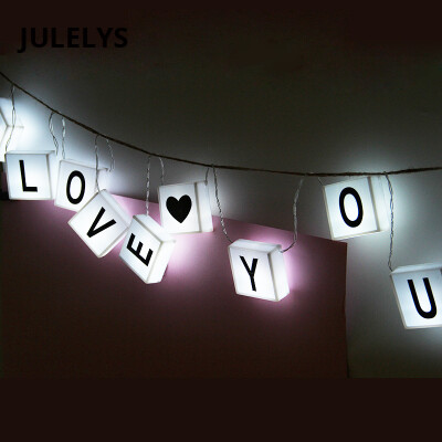 

JULELYS 2M 10 Bulbs AA Battery LED Alphabet String Lights Gerlyanda Christmas Garland Lights Decoration For Wedding Holiday lamp