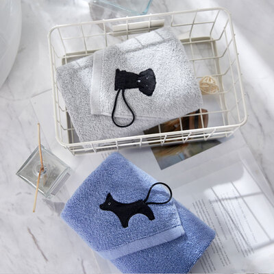 

Jie Liya towel home textile cotton playful dog cleansing towel couple wash towel strong absorbent adult household wipes face towel two loaded blue gray 7234 100g strip