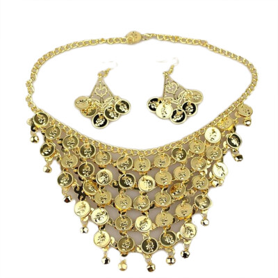 

2018 Brand new cheap belly dance accessories necklace with earrings for women belly dancing props