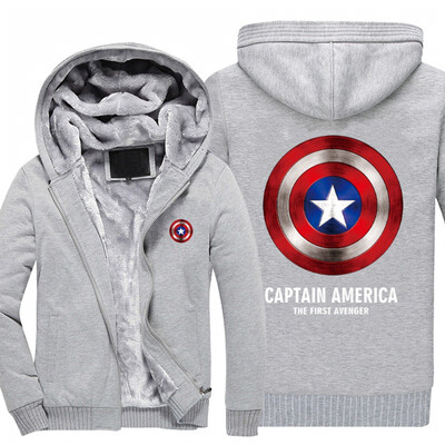 

2018 New USA SIZE Men Winter Autumn Hoodies CAPTAIN AMERICA THE FIRST AVENGER pattern Fleece Coat Baseball Uniform Sportswear Jack
