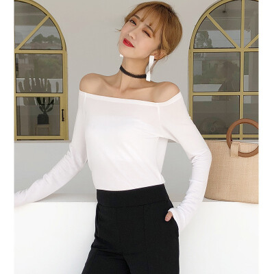 

New Arrival Knitted Sweater Autumn Long Sleeve T-shirt Boat Neck Knit Wear