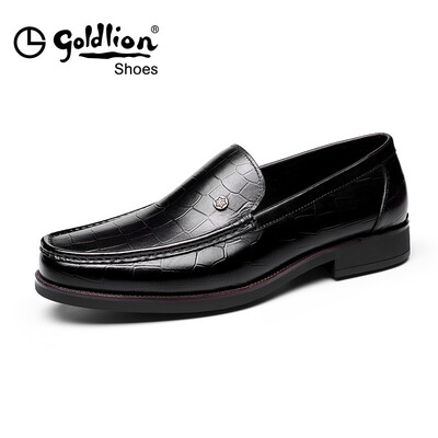 

Goldlion mens shoes business casual shoes simple&comfortable set of foot shoes 582810137ALA-black - 38 yards