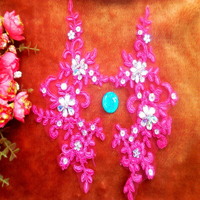 

Ручная роза цвет шить на кристаллах патчи блестки кружева кружева аппликация 23 * 10 см для юбки верхней одежды