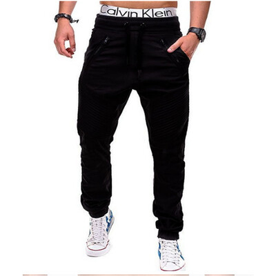 

New Mens Fashion Casual Cotton Pants Male Cotton Sport Pants Solid Colot Drawstring Pants