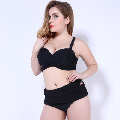 

3XL 4XL 5XL plus size new summer 2018 women bikini brazilian large size sexy swimwear triangle swimsuit two piece black pink