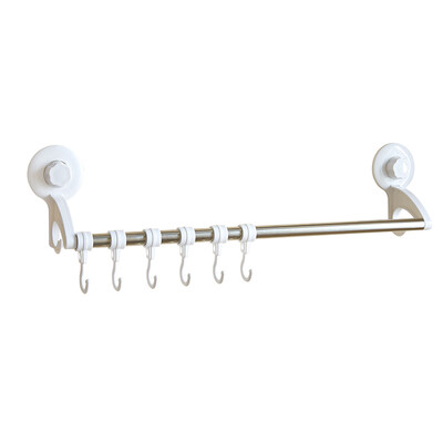 

Youjia suction film towel rack free punching stainless steel bathroom single rod towel bar bathroom towel rack hanging rod with hook U-6181