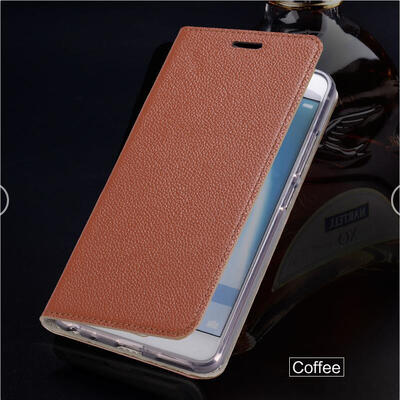 

Genuine Leather flip Case For Samsung S6 S7 S8 Plus Note 8 Calfskin Litchi Texture Phone Cover