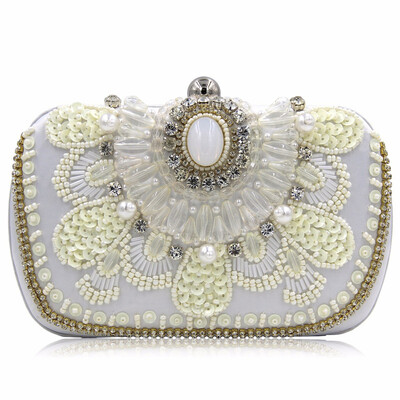 

Milisente Women Wedding Bag Pearl Beaded Evening Bags Bridal Clutch Female Clutches