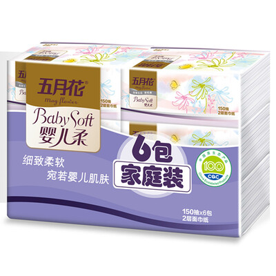 

May Flower May Flower pumping paper baby soft 2 layer 150 pumping facial tissue 8 package small size