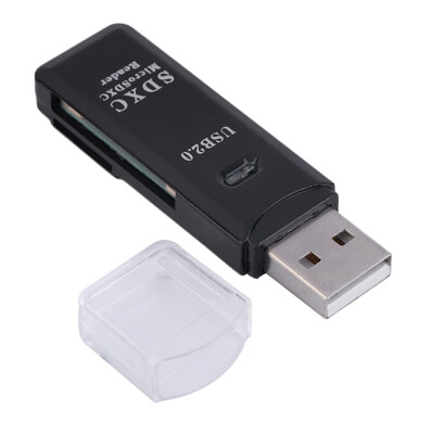 

New 2 in 1 High Speed USB 2.0 SDXC TF T-Flash Memory Card Reader Adapter Black