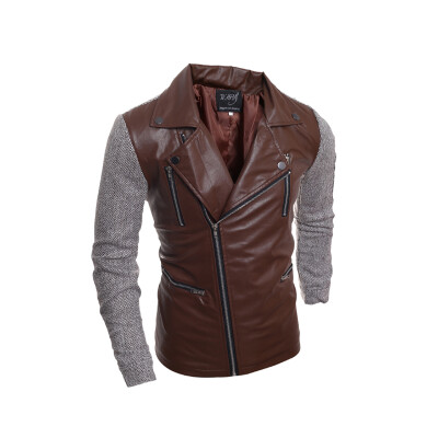 

Zogaa New Men Leather Clothing Fashion Color Matching