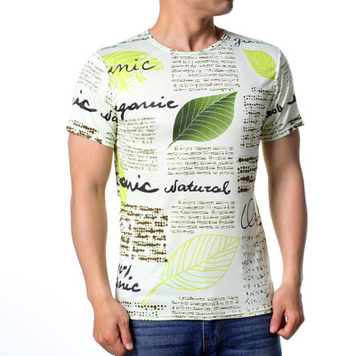 

Mens Fahion Letter Print Slim Fit Short Sleeve Casual T-Shirts