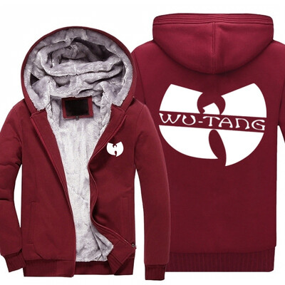 

2018 New USA SIZE Men Winter Autumn Hoodies Wu-Tang Clan pattern Fleece Coat Baseball Uniform Sportswear Jacket wool